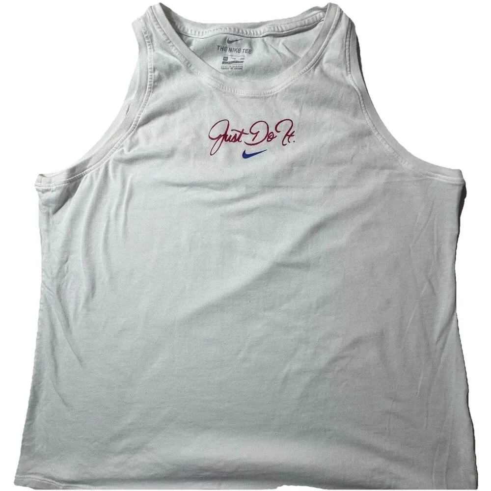 Nike Women’s Plus Size‎ Just Do It Dry Fit White Cotton Workout Tank